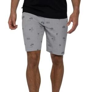 TravisMathew Straight Shot Golf Shorts 36 Beer Palm Print